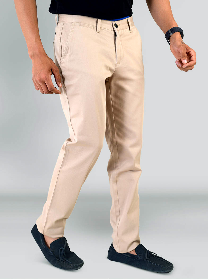 Taupe Self Textured Slim Fit Chinos | JB Sport