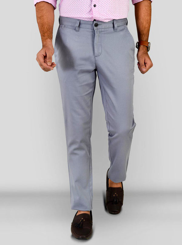 Citadel Grey Self Textured Slim Fit Chinos | JB Sport