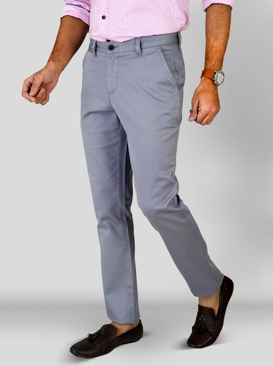 Citadel Grey Self Textured Slim Fit Chinos | JB Sport