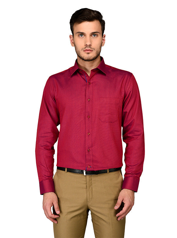 Greenfibre Maroon Regular Fit Formal Shirt