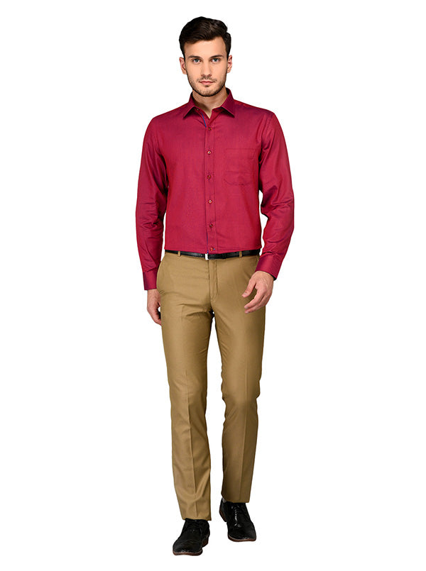 Greenfibre Maroon Regular Fit Formal Shirt