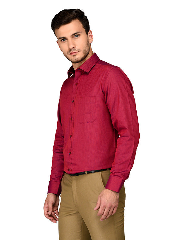 Greenfibre Maroon Regular Fit Formal Shirt
