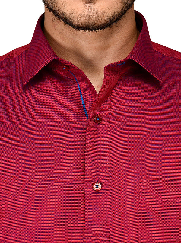 Greenfibre Maroon Regular Fit Formal Shirt