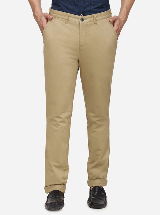 Taupe Solid Uno Fit Casual Trouser | JadeBlue Sport