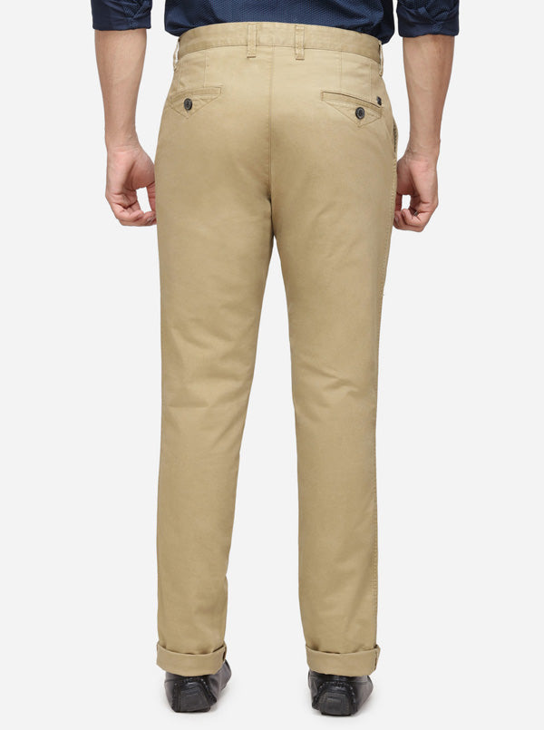 Taupe Solid Uno Fit Casual Trouser | JadeBlue Sport