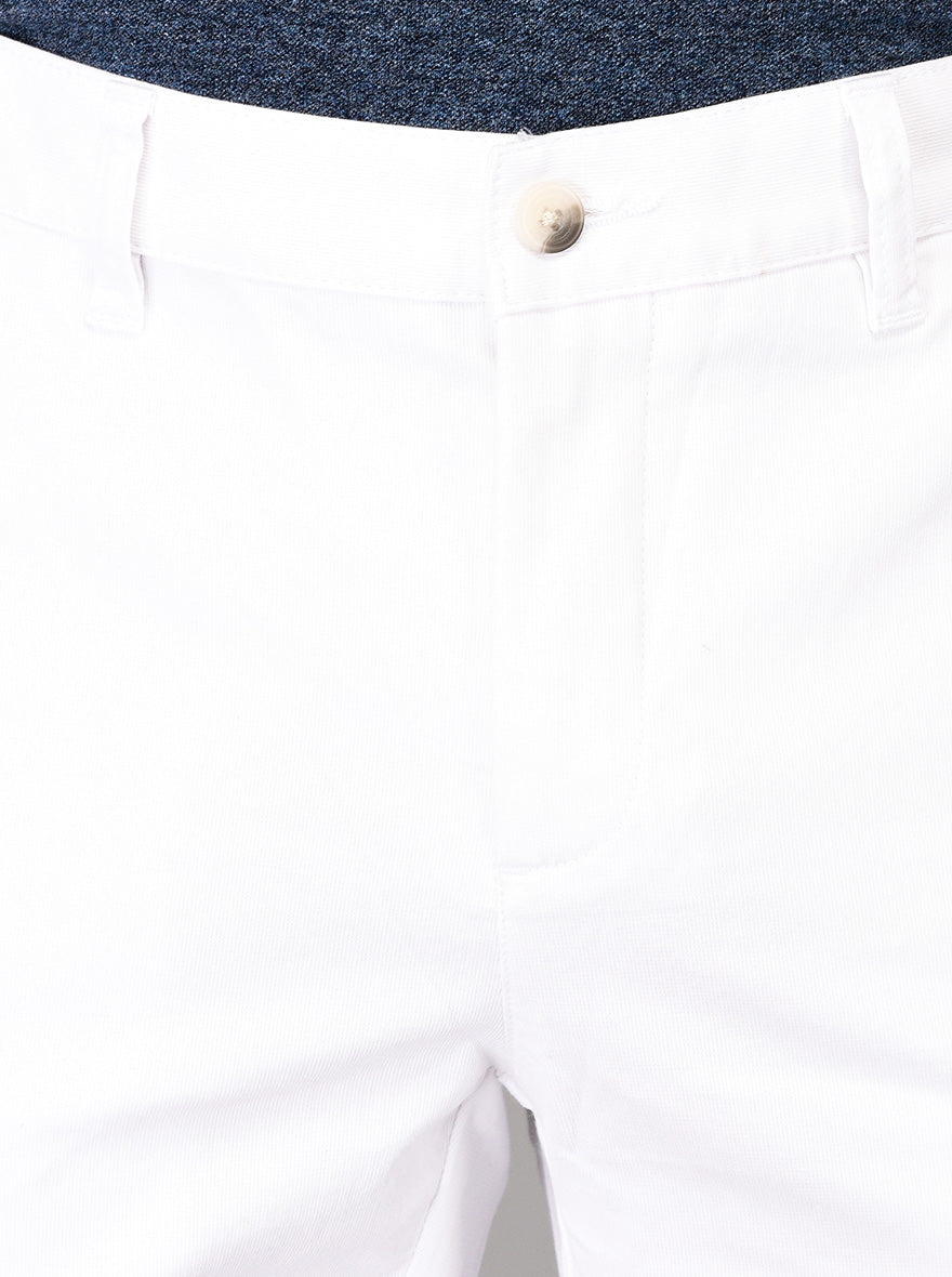 Greenfibre White Self Textured Slim Fit Trouser