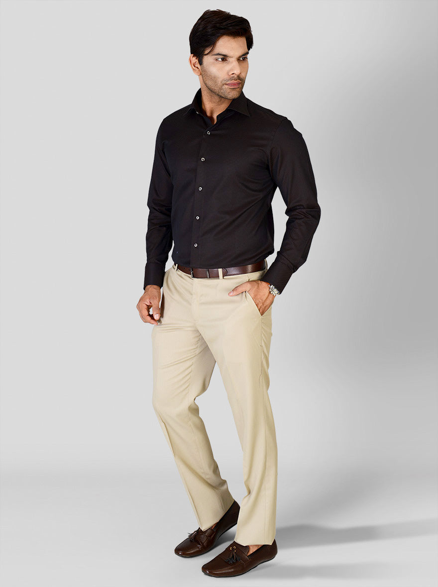 Coffee Brown Dobby Slim Fit Formal Shirt | JadeBlue