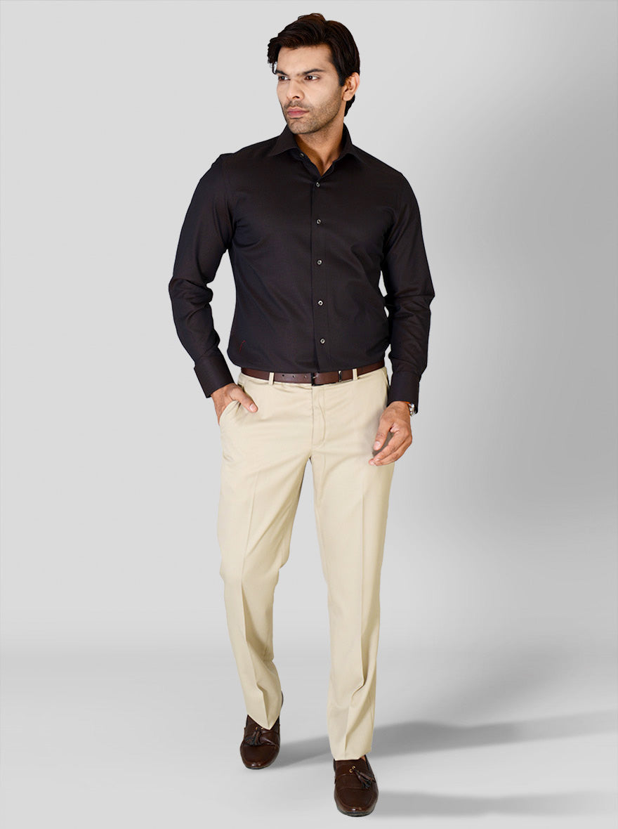 Coffee Brown Dobby Slim Fit Formal Shirt | JadeBlue