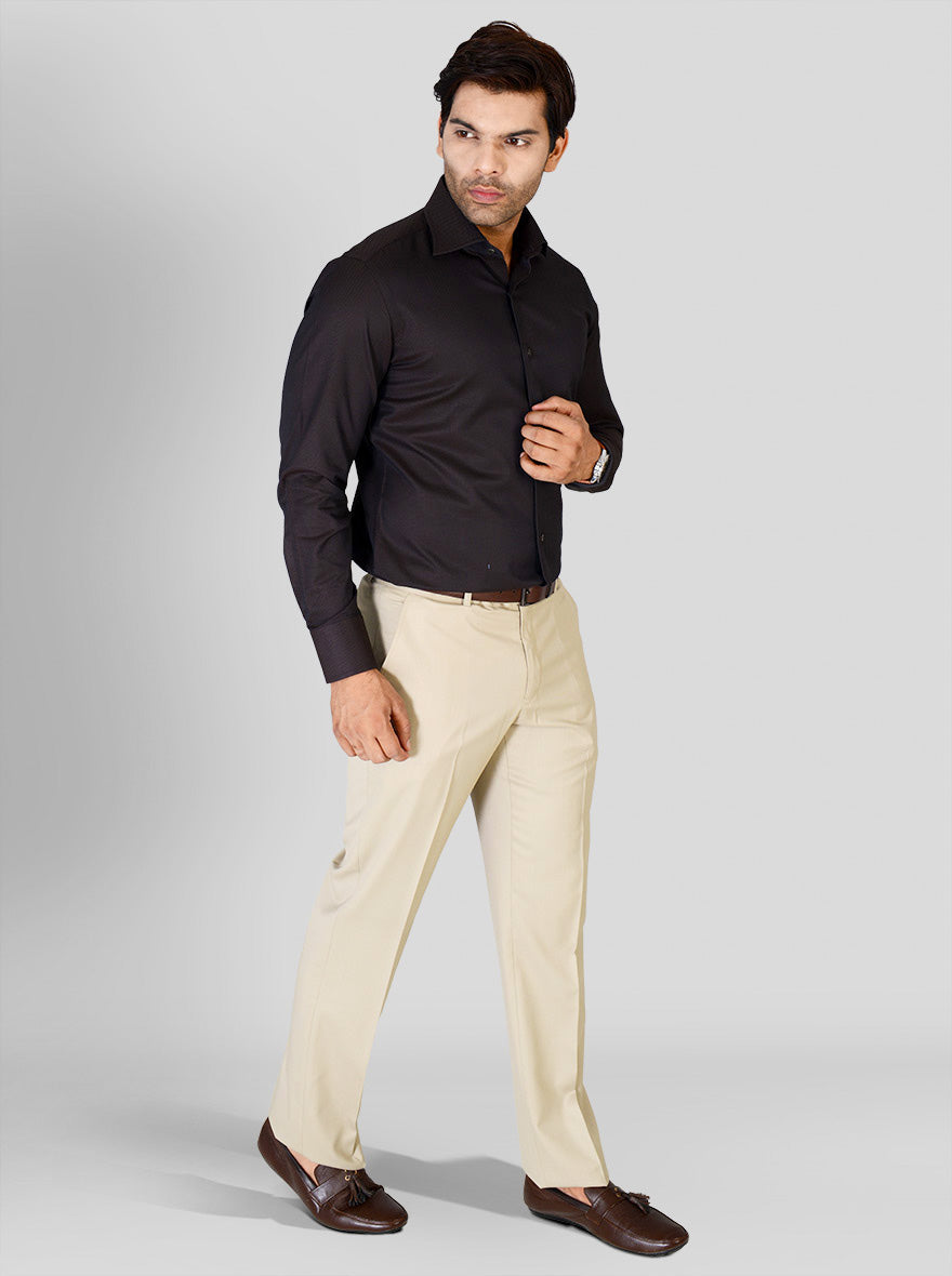 Coffee Brown Dobby Slim Fit Formal Shirt | JadeBlue