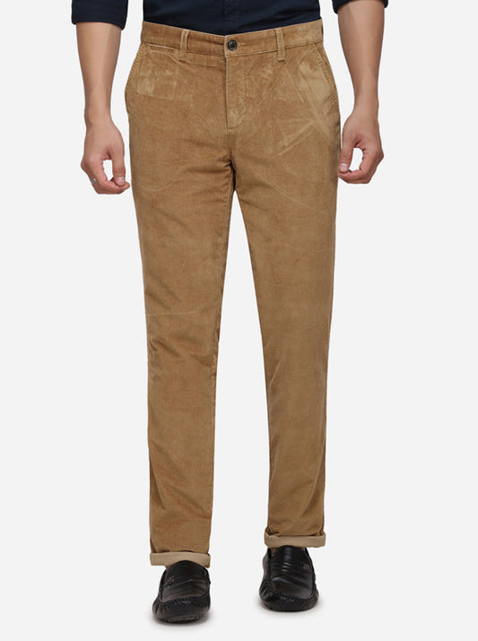 Khaki Solid Uno Fit Casual Trouser | JadeBlue Sport