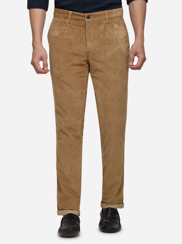 Khaki Solid Uno Fit Casual Trouser | JadeBlue Sport