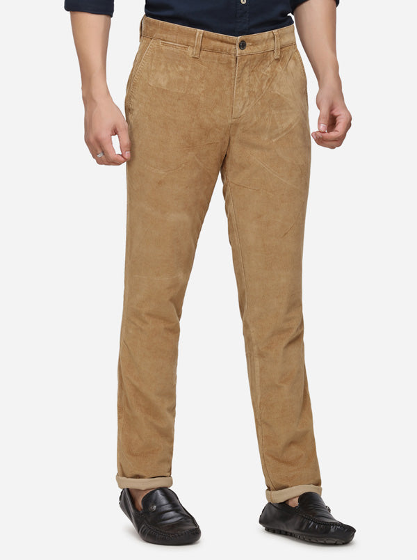 Khaki Solid Uno Fit Casual Trouser | JadeBlue Sport