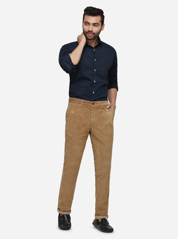Khaki Solid Uno Fit Casual Trouser | JadeBlue Sport