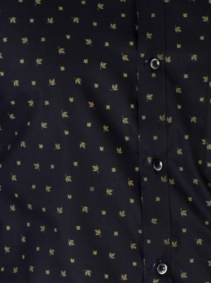 Black Printed Regular Fit Formal Shirt | Greenfibre