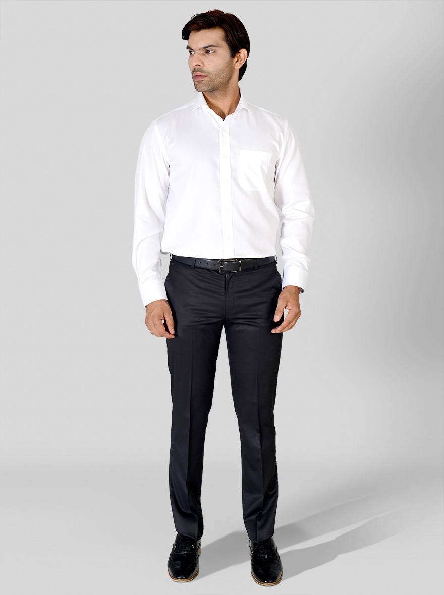 White Self Textured Regular Fit Formal Shirt | JadeBlue