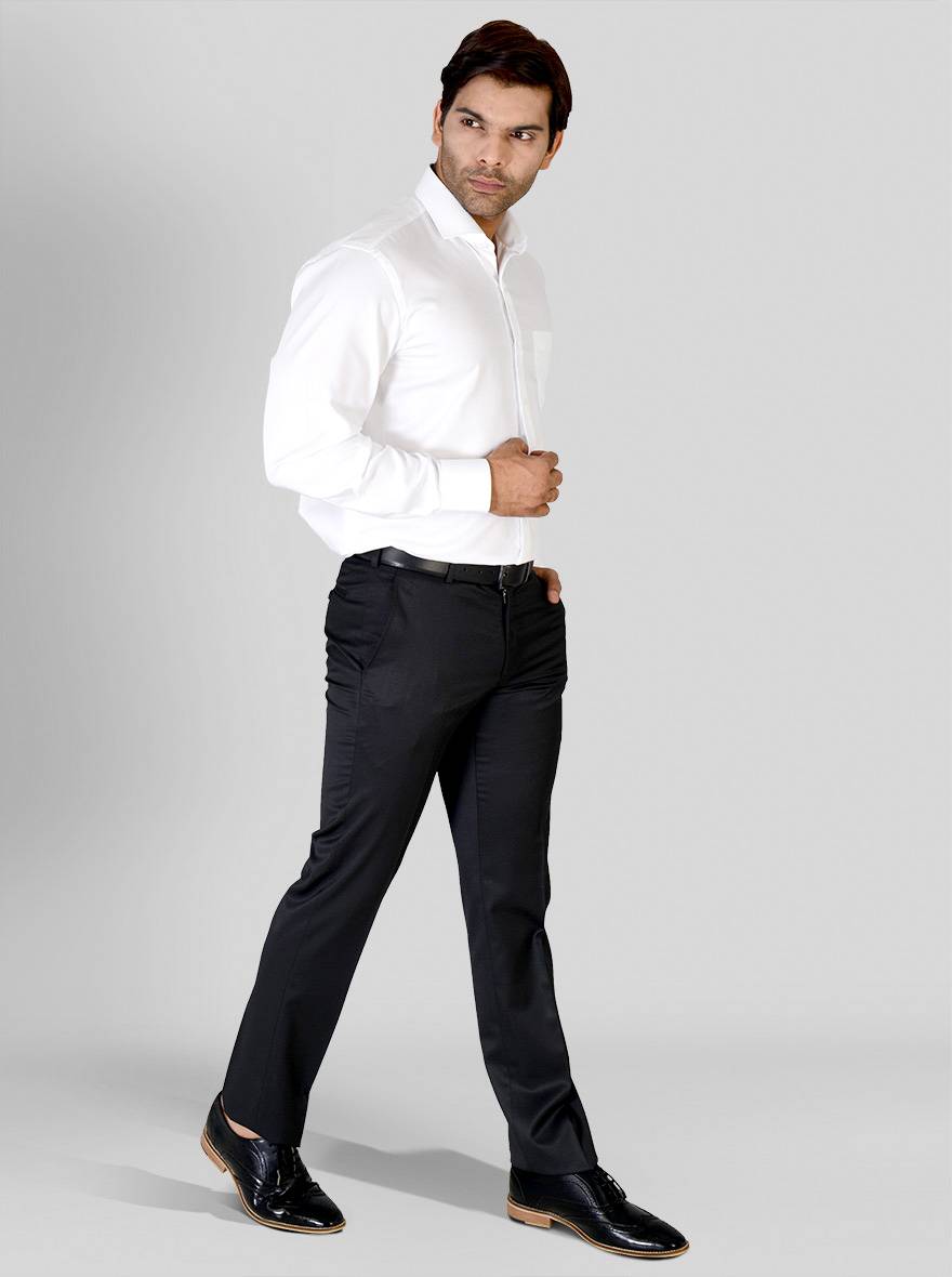 White Self Textured Regular Fit Formal Shirt | JadeBlue