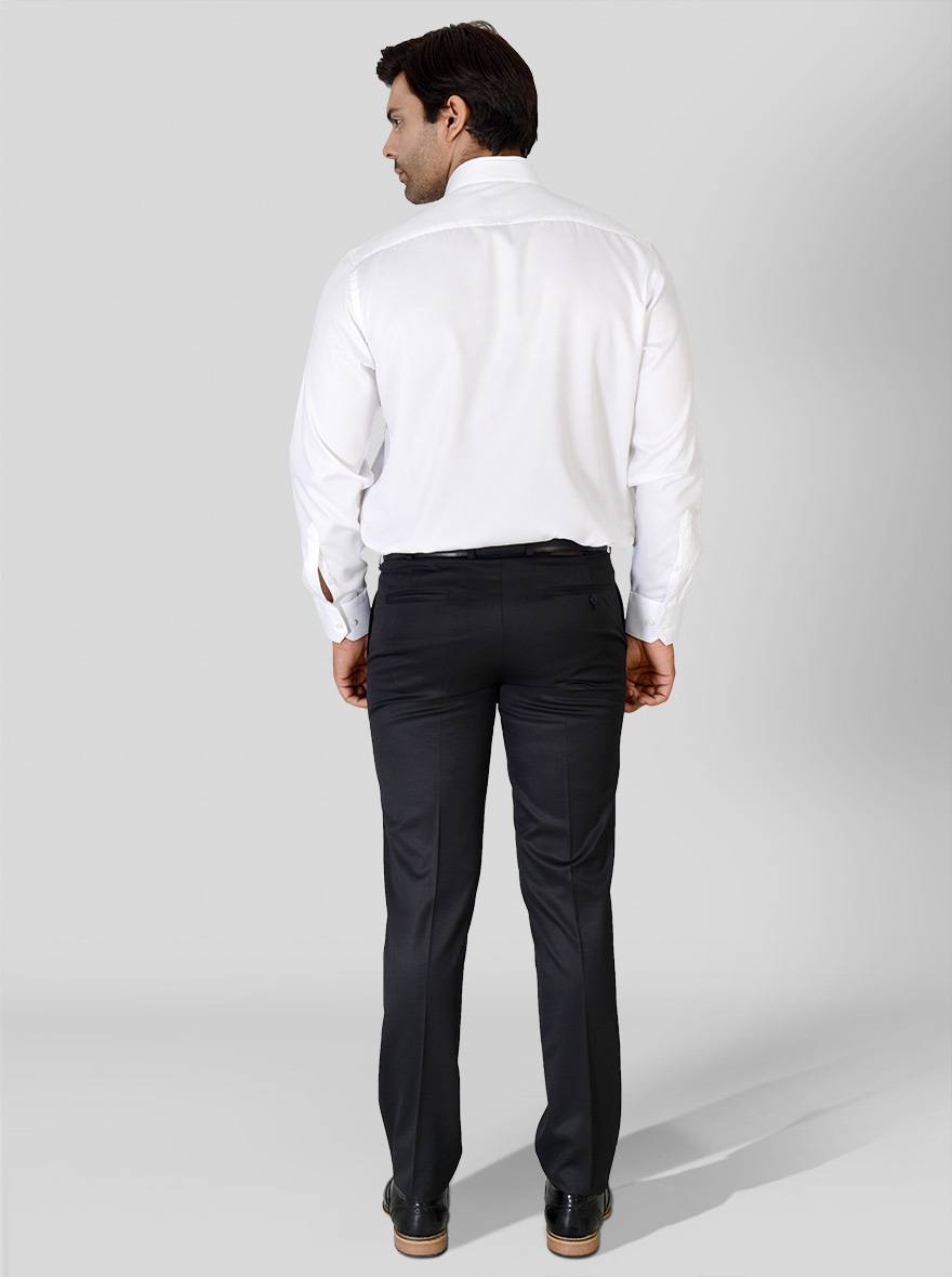 White Self Textured Regular Fit Formal Shirt | JadeBlue