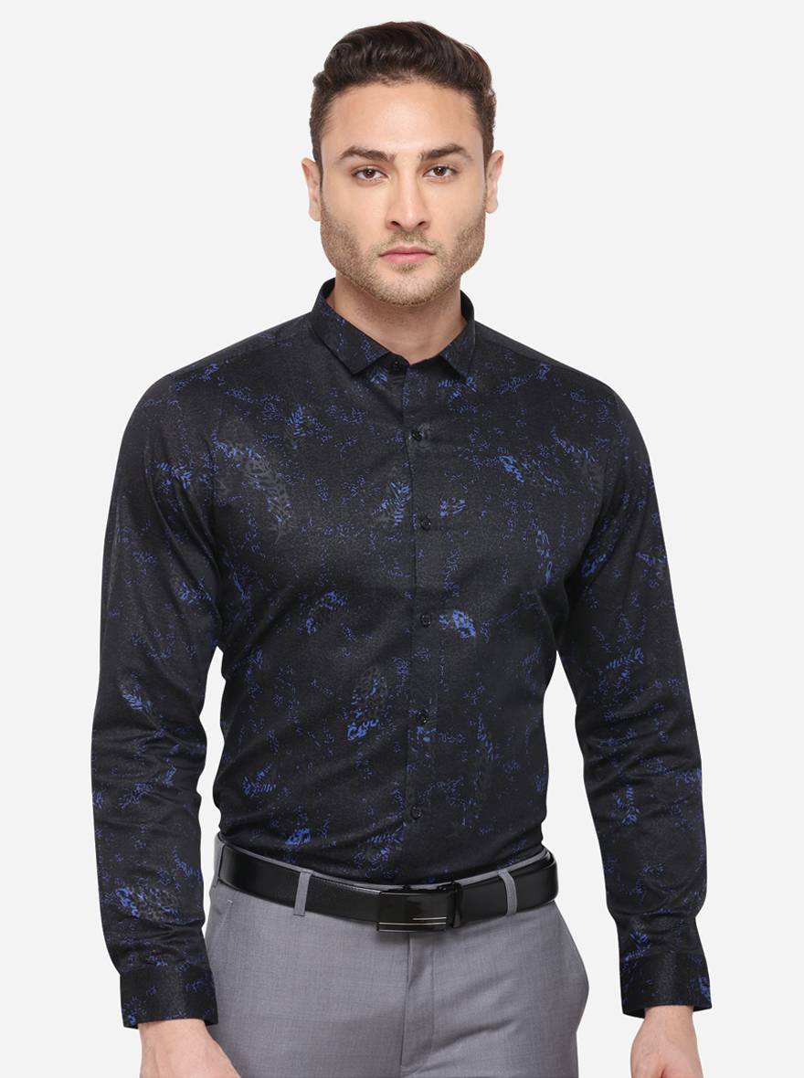 Black Solid Slim Fit Party Wear Shirt | JB Studio