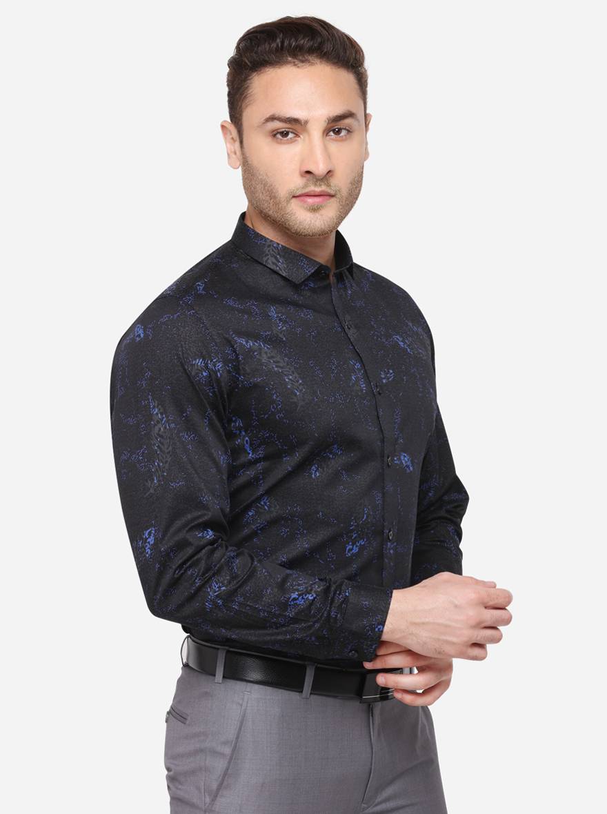 Black Solid Slim Fit Party Wear Shirt | JB Studio