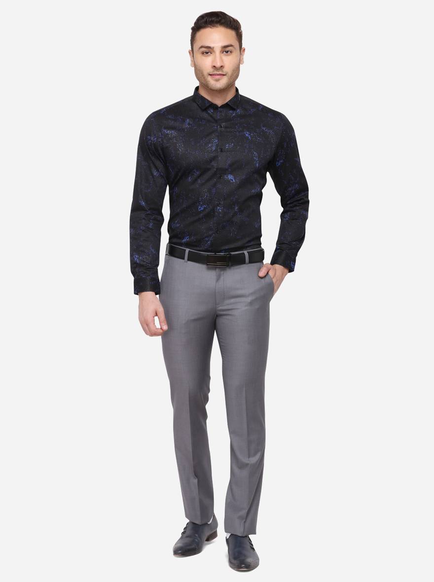 Black Solid Slim Fit Party Wear Shirt | JB Studio