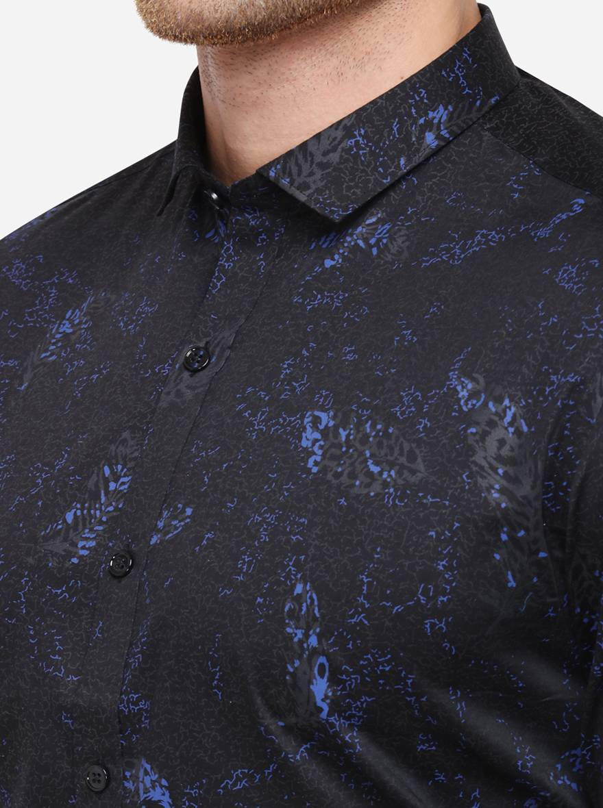 Black Solid Slim Fit Party Wear Shirt | JB Studio