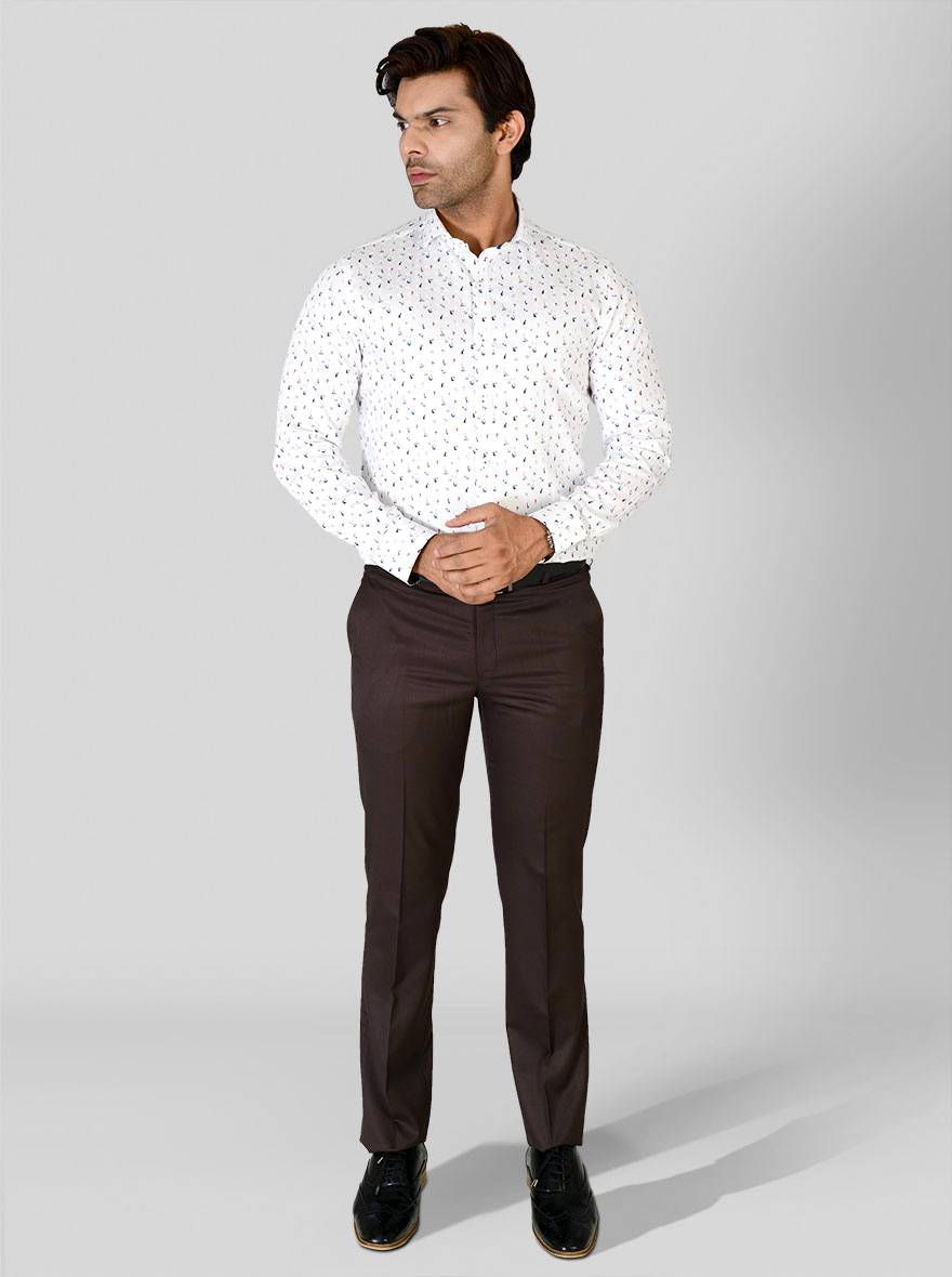 White Printed Slim Fit Party Wear Shirt | Wyre