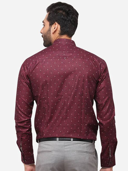 Maroon Printed Slim Fit Party Wear Shirt | JB Studio