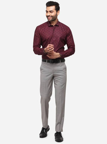 Maroon Printed Slim Fit Party Wear Shirt | JB Studio