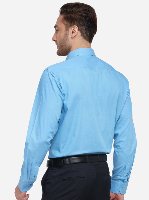 Sky Blue Solid Regular Fit Formal Shirt | JadeBlue