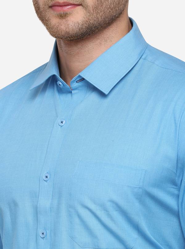 Sky Blue Solid Regular Fit Formal Shirt | JadeBlue