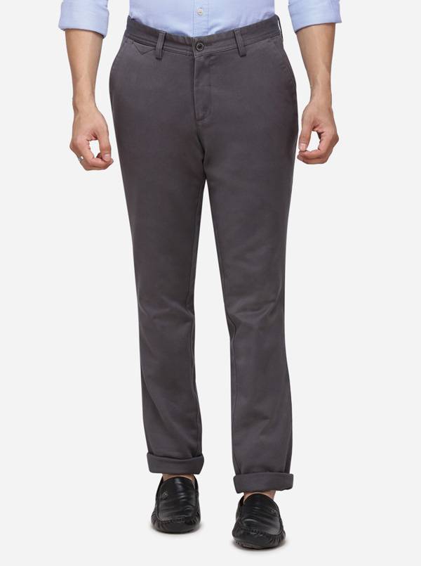 Dark Grey Solid Uno Fit Casual Trouser | JadeBlue Sport