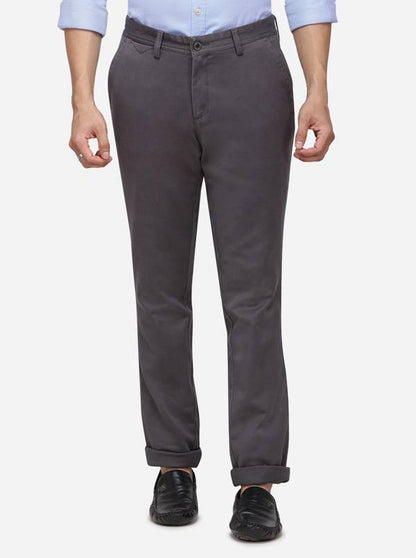 Dark Grey Solid Uno Fit Casual Trouser | JadeBlue Sport