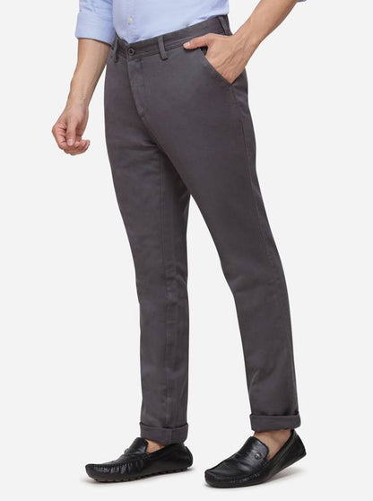 Dark Grey Solid Uno Fit Casual Trouser | JadeBlue Sport