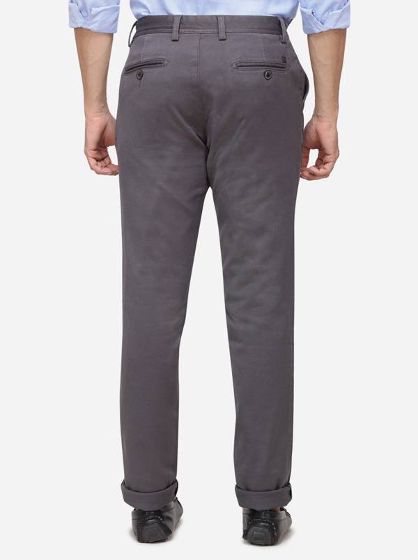 Dark Grey Solid Uno Fit Casual Trouser | JadeBlue Sport