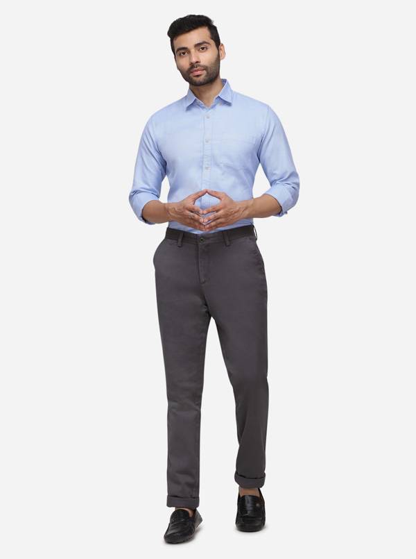 Dark Grey Solid Uno Fit Casual Trouser | JadeBlue Sport