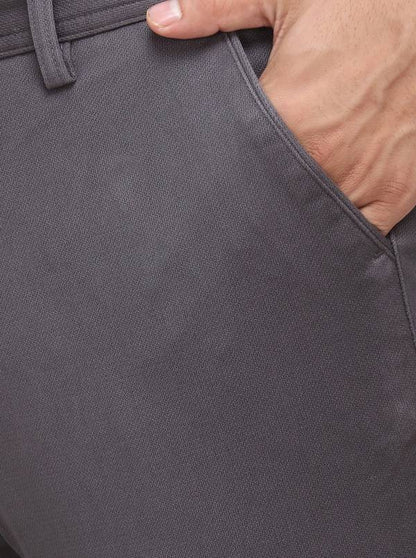 Dark Grey Solid Uno Fit Casual Trouser | JadeBlue Sport