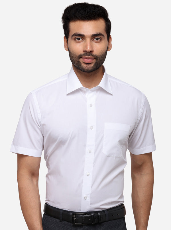 White Solid Regular Fit Formal Shirt | JadeBlue