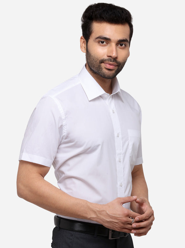 White Solid Regular Fit Formal Shirt | JadeBlue