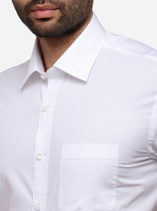 White Solid Regular Fit Formal Shirt | JadeBlue