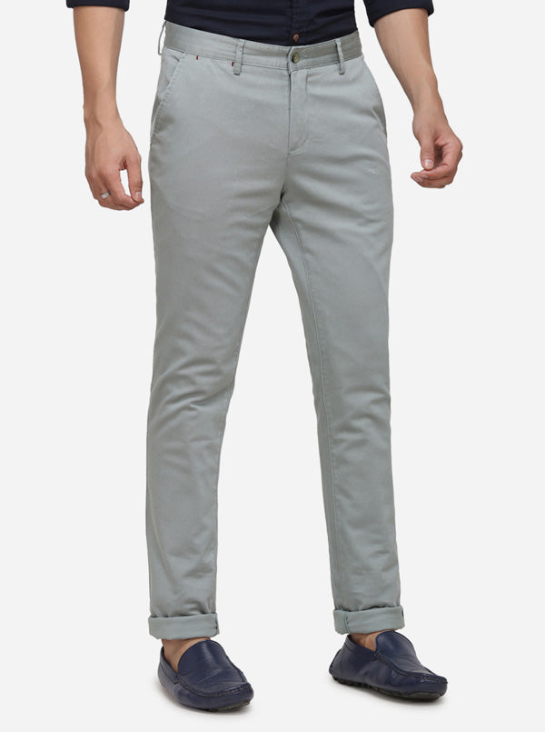 Beryl Green Solid Super Slim Fit Casual Trouser | Greenfibre