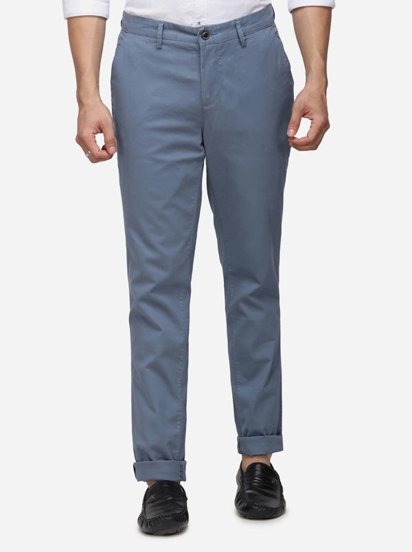 Stone Blue Solid Uno Fit Casual Trouser | JadeBlue Sport