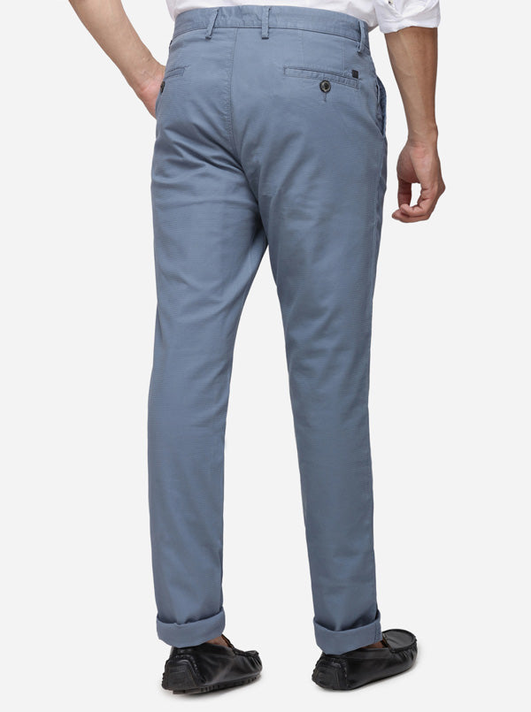 Stone Blue Solid Uno Fit Casual Trouser | JadeBlue Sport