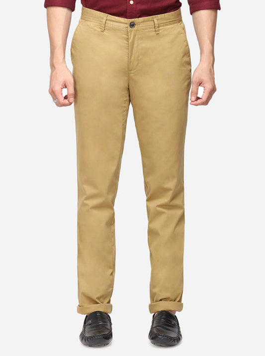 Khaki Solid Uno Fit Casual Trouser | JadeBlue Sport