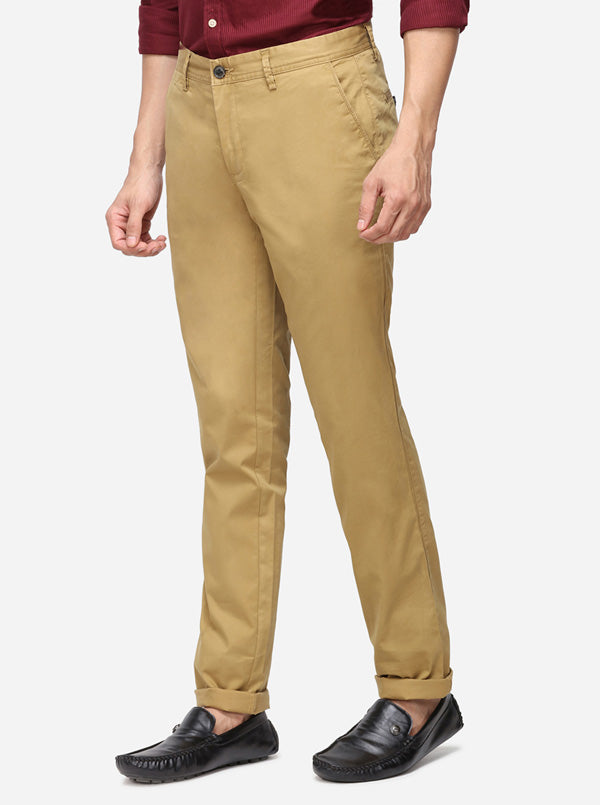 Khaki Solid Uno Fit Casual Trouser | JadeBlue Sport
