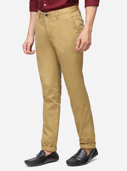 Khaki Solid Uno Fit Casual Trouser | JadeBlue Sport