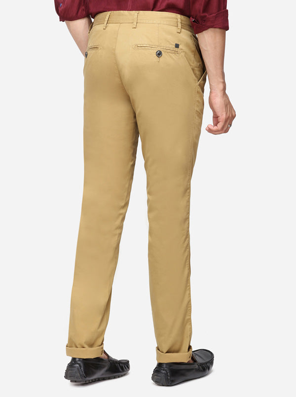 Khaki Solid Uno Fit Casual Trouser | JadeBlue Sport