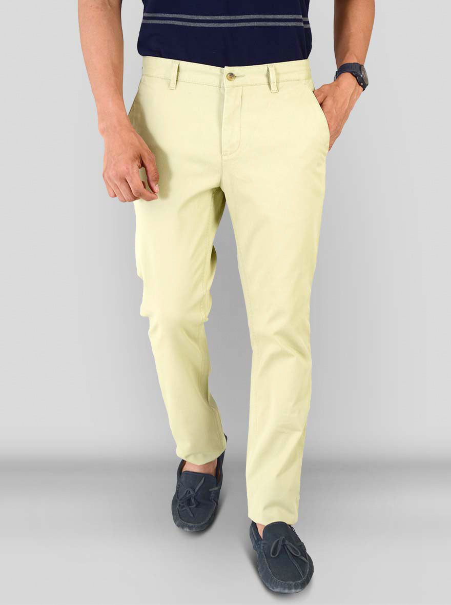 Tender Green Self Textured Super Slim Fit Chinos | Greenfibre