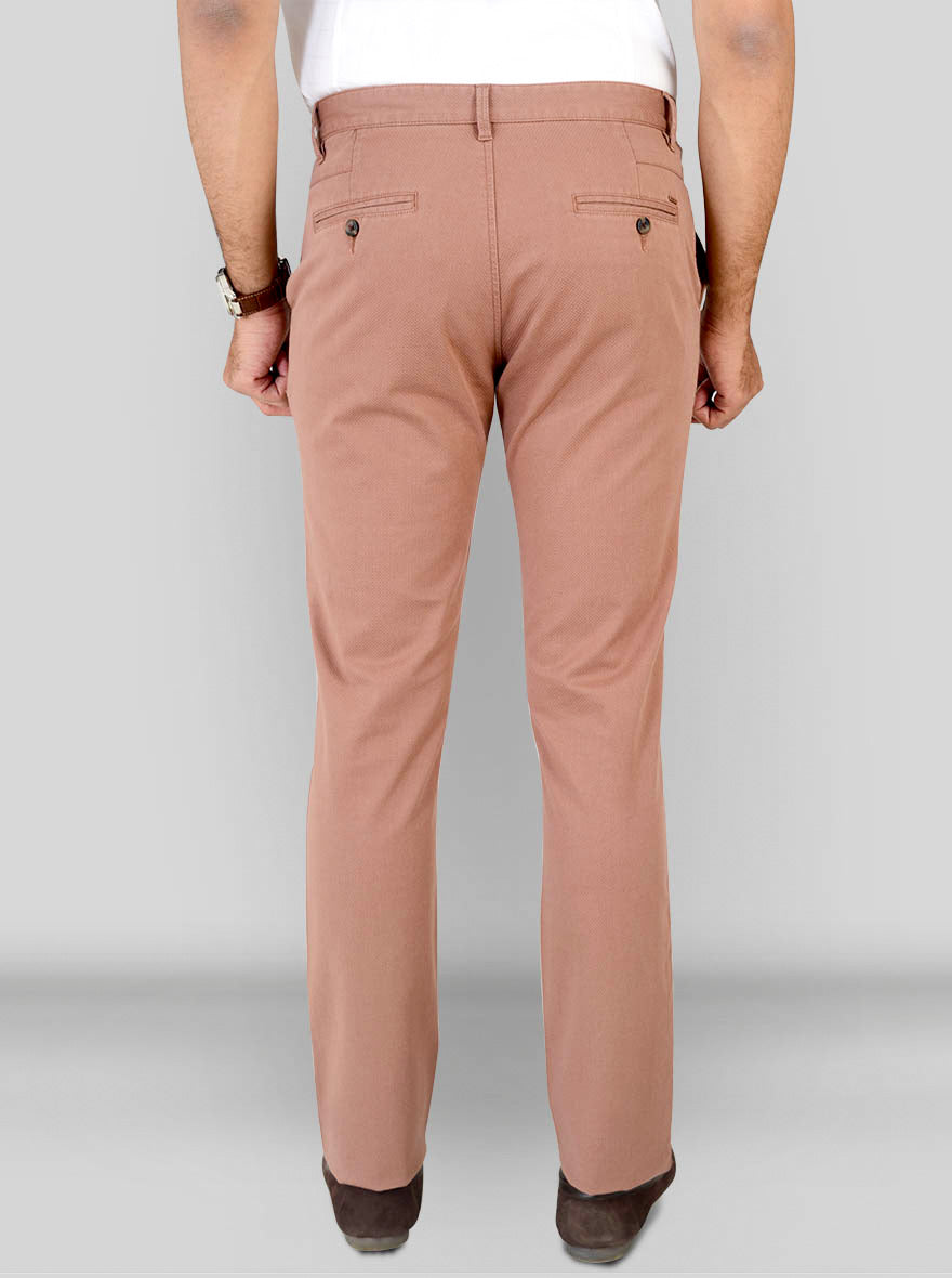 Tobacco Brown Self Textured Super Slim Fit Chinos | Greenfibre