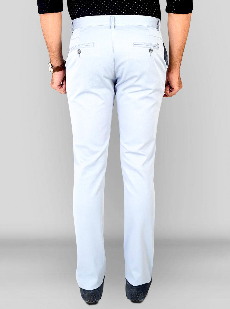 Sky Blue Self Textured Super Slim Fit Chinos | Greenfibre