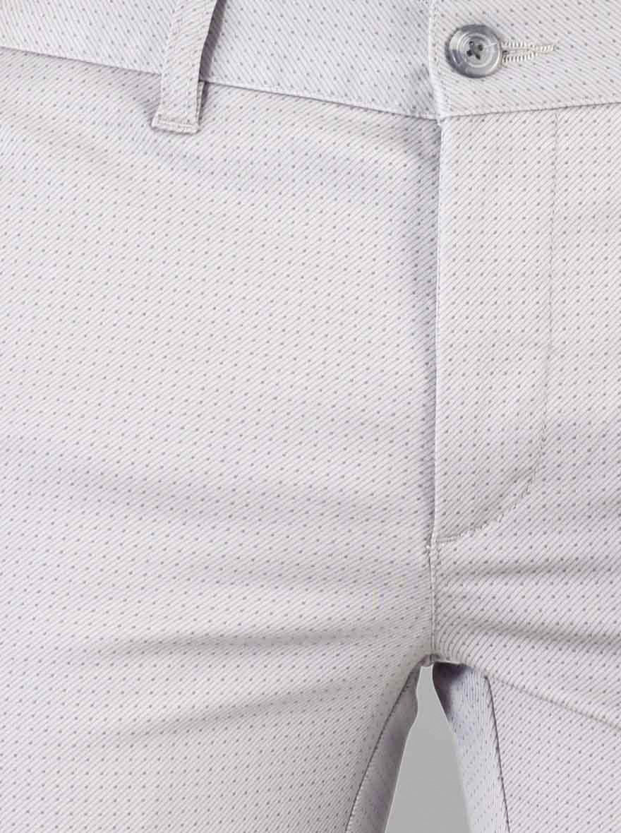 Light Grey Self Textured Super Slim Fit Chinos | Greenfibre